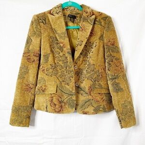 Grace Elements women size 6 Brocade/tapestry floral 2 button faux pocket blazer